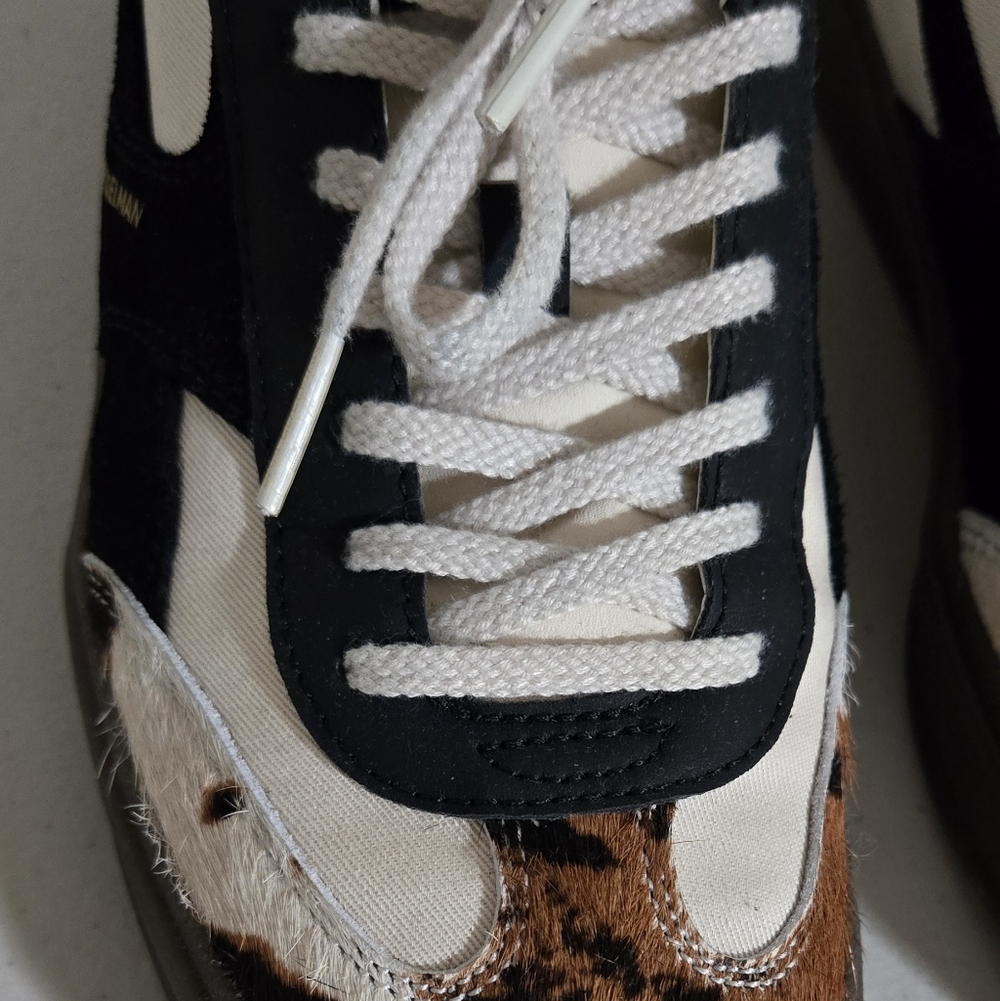 Sam Edelman Elthea Canvas Leather Cow Off White Black and Brown Sneakers Size 9 - Picture 8 of 13